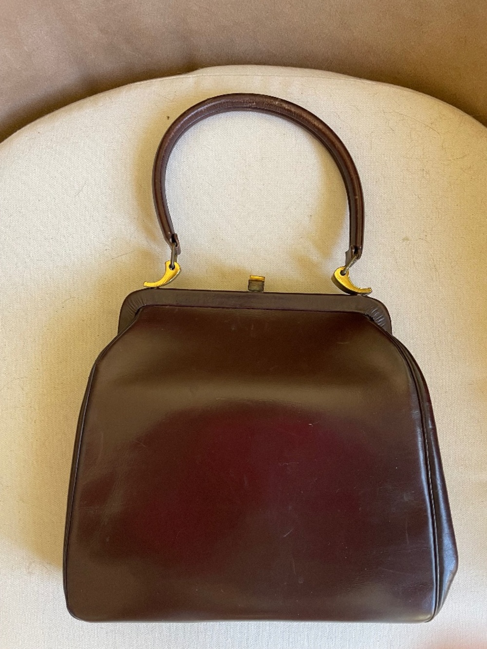 Stylish 50's Vintage Women's Chocolate Brown Leather Handbag